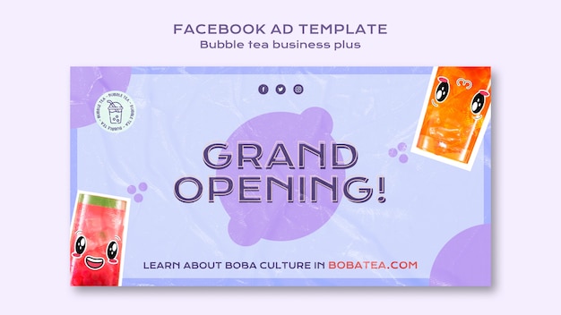 Free PSD flat design bubble tea template