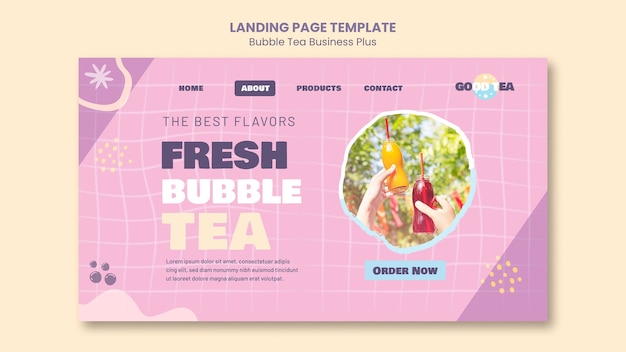 Free PSD flat design bubble tea template