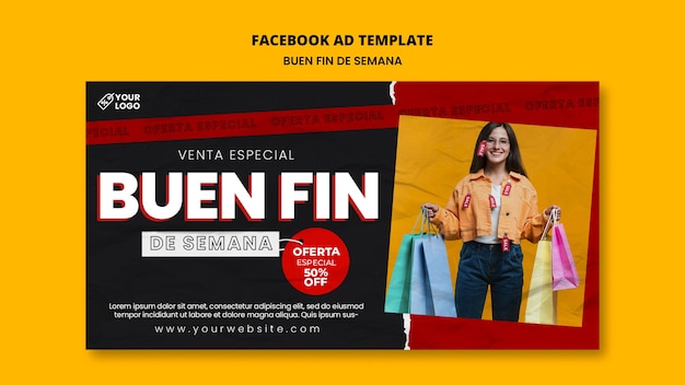 Free PSD flat design buen fin facebook template