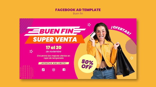 flat design buen fin facebook template