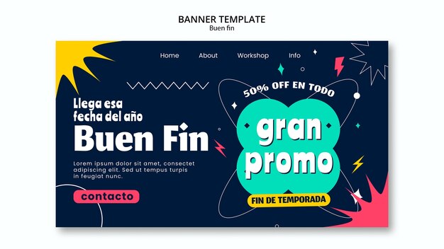 Free PSD flat design buen fin landing page template