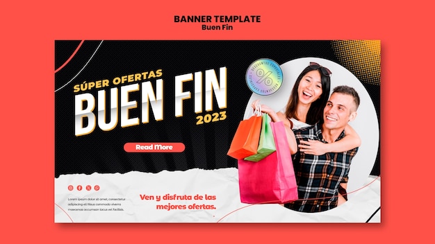 Free PSD flat design buen fin landing page template