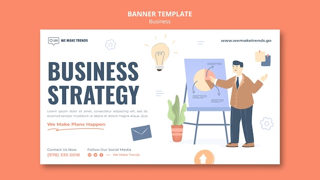 Flat design business banner design template