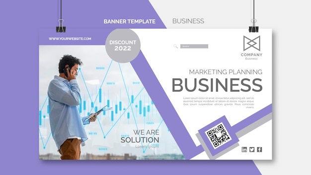 Flat design business banner template