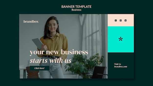 Free PSD flat design business banner template