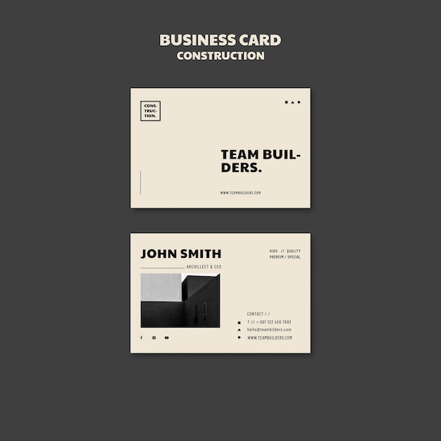 Free PSD flat design business card construction template