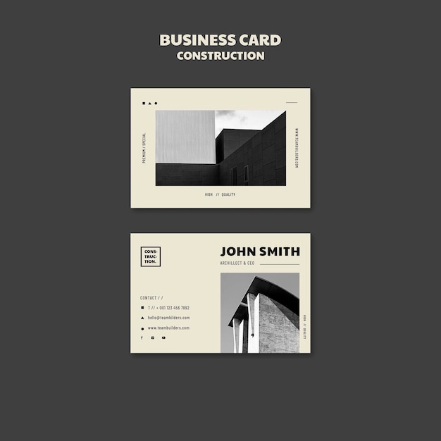 Free PSD flat design business card construction template