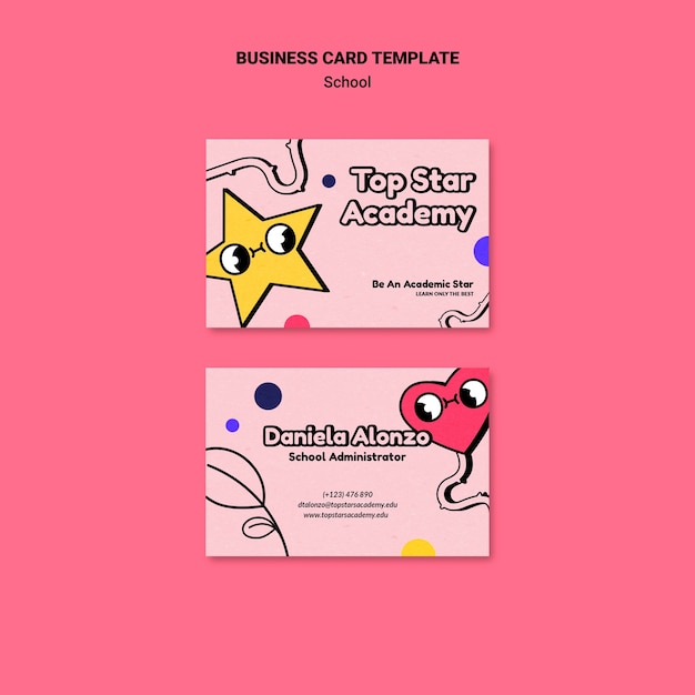 Плоский дизайн визитной карточки шаблон дизайна школы