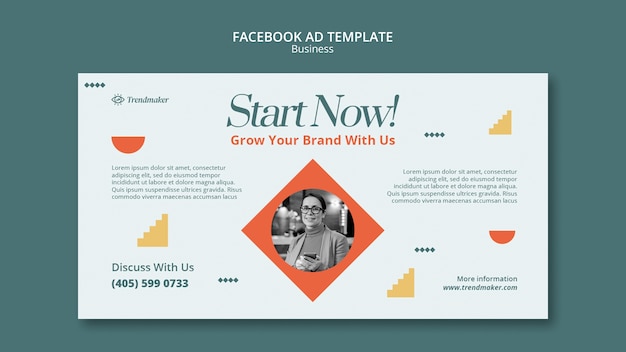 Free PSD flat design business concept facebook template