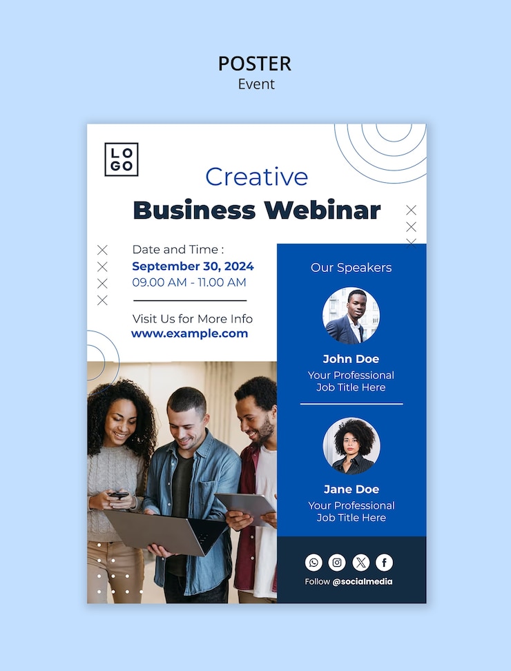 Free PSD flat design business event template