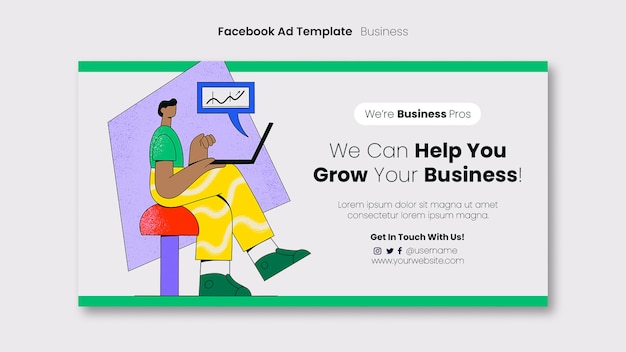 Flat design business facebook ad template