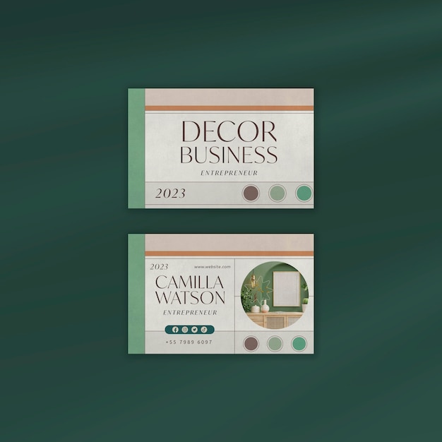 Free PSD flat design business growth business card template