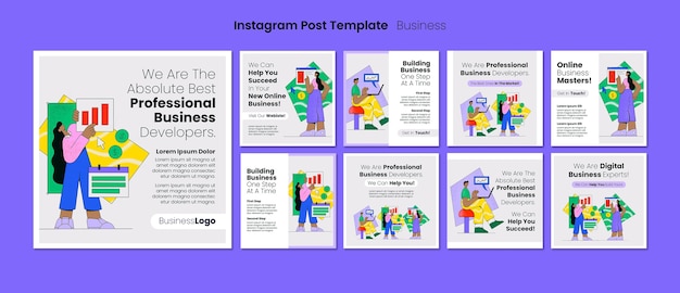 PSD gratuito modello di post instagram business design piatto