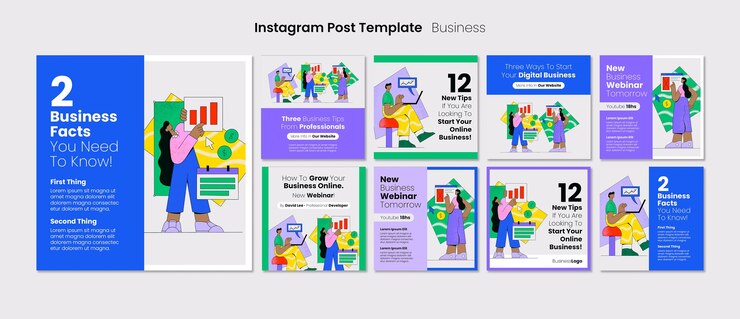 Free PSD flat design business instagram post template
