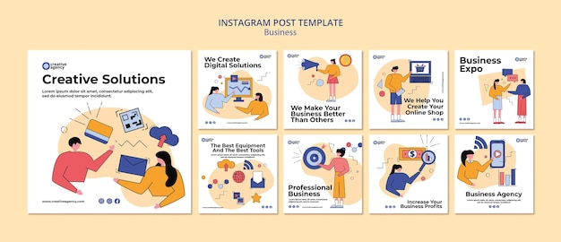 PSD gratuito modello di post instagram business design piatto