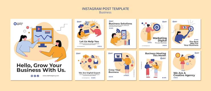 免費 PSD 平坦的设计商业 instagram 帖子模板