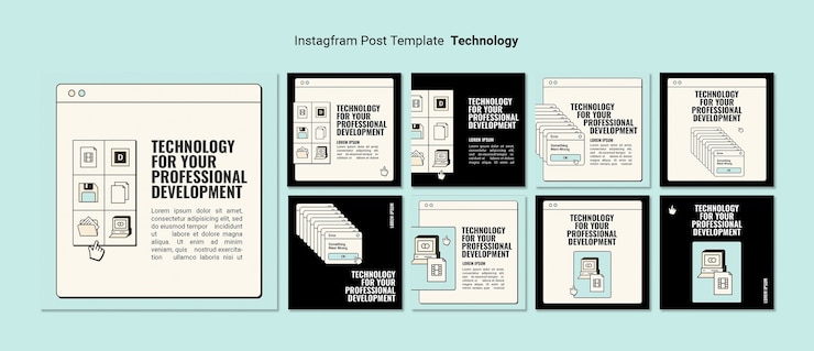 Free PSD flat design business instagram post template