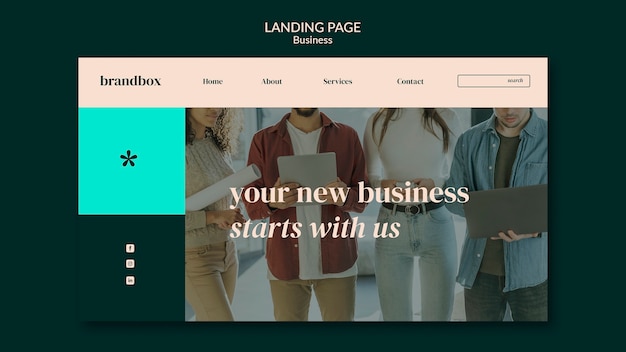 Free PSD flat design business lading page template