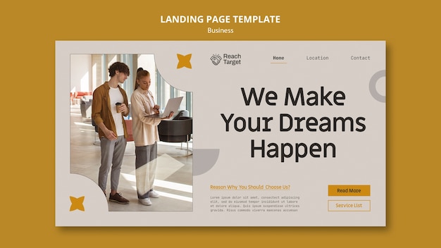 Free PSD flat design business landing page template