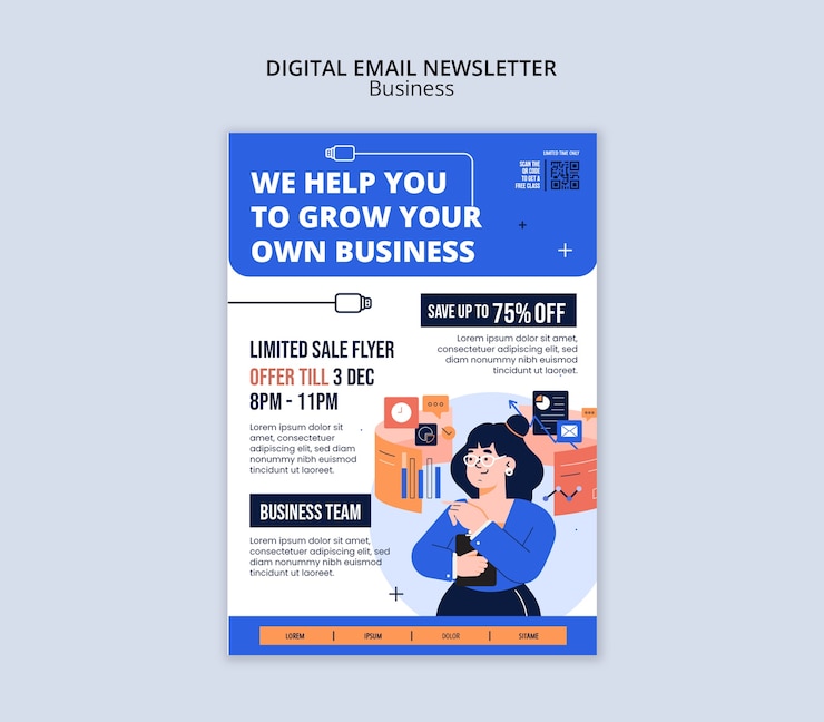 Free PSD flat design business newsletter template design