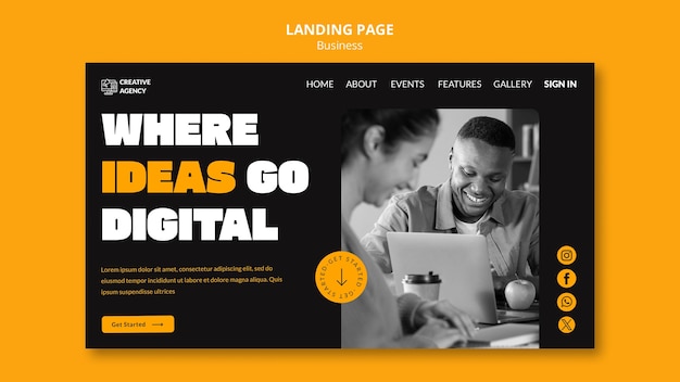 Flat design business plan landing page