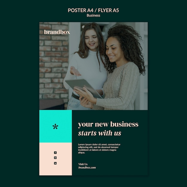 Flat design business poster template