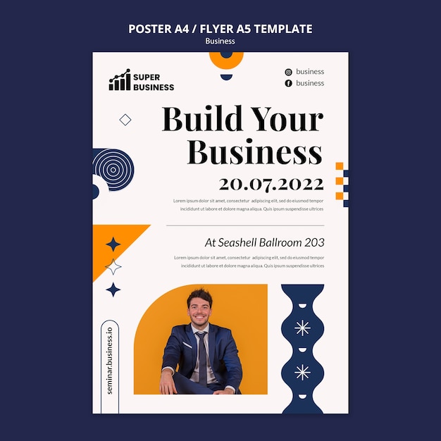 Free PSD flat design business poster template