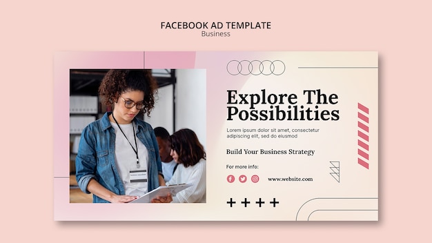 Free PSD flat design business solution facebook template