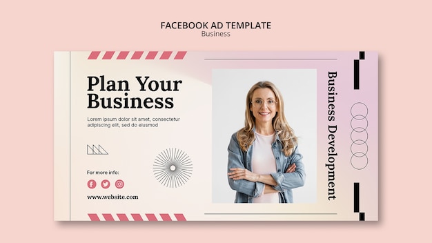 Flat design business solution facebook template