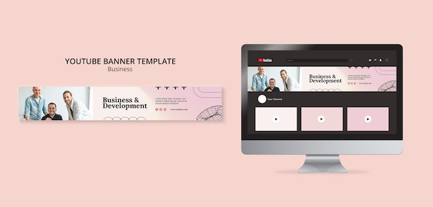 Flat design business solution youtube banner