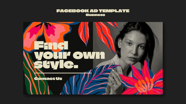 Flat design business strategy facebook template