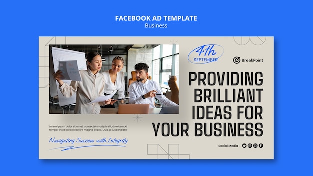 Free PSD flat design business strategy facebook template