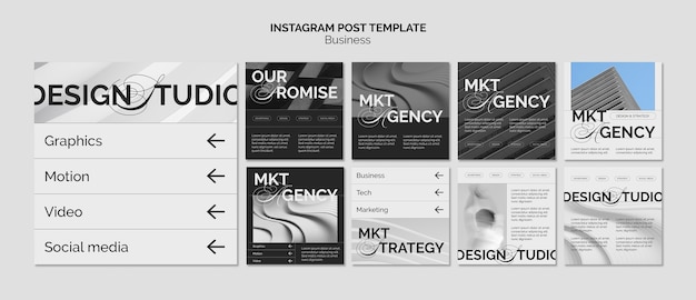 Flat design business strategy  instagram posts