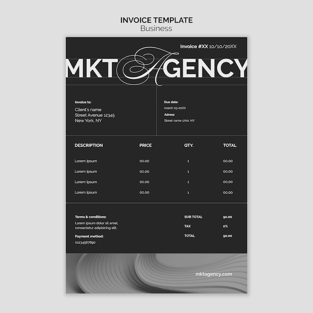 Free PSD flat design business strategy invoice