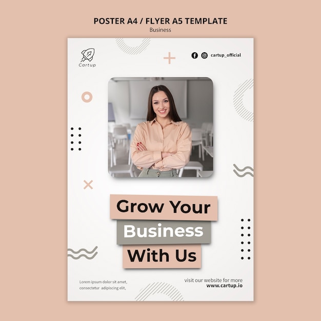 Flat design business template – Free PSD Download