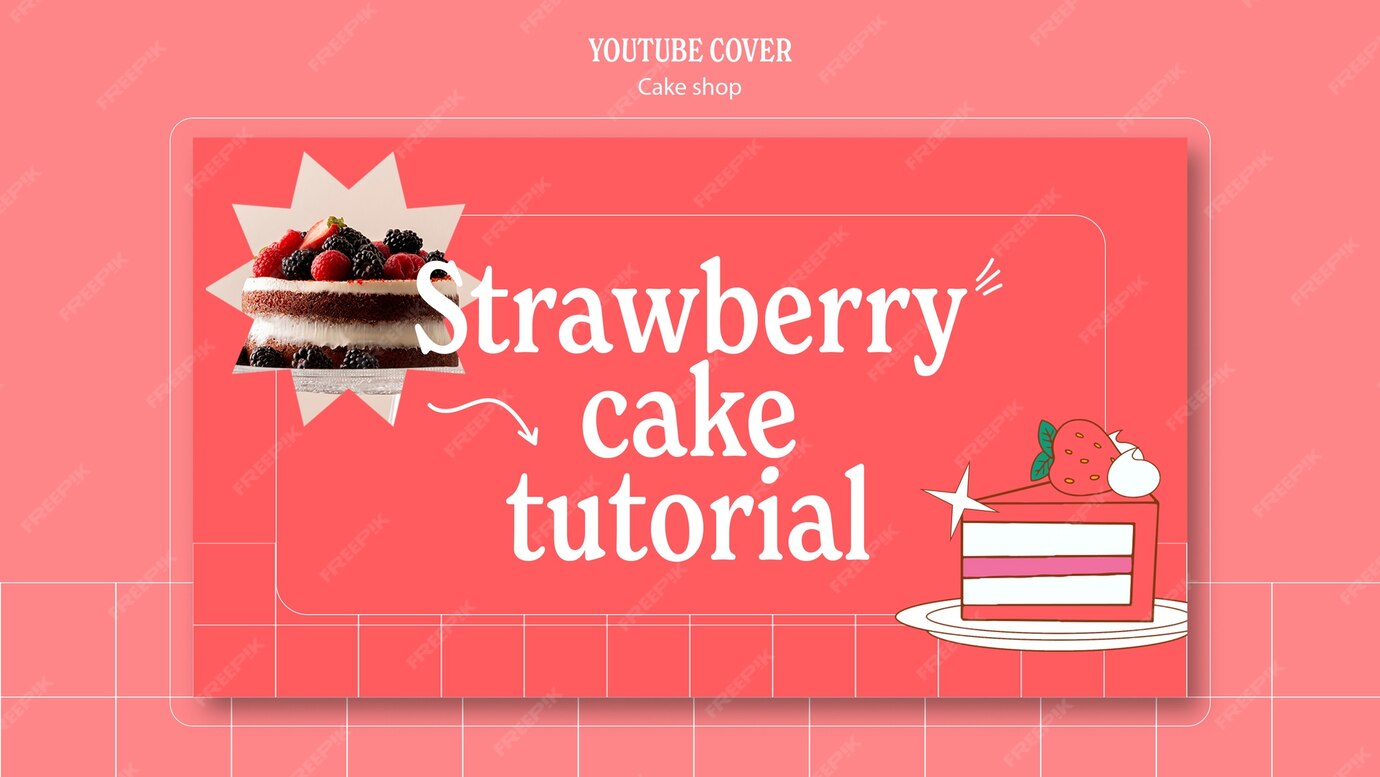 Free PSD | Flat design cake shop template
