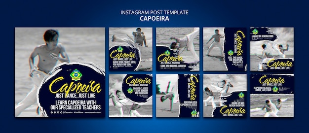 Free PSD flat design  capoeira  instagram posts