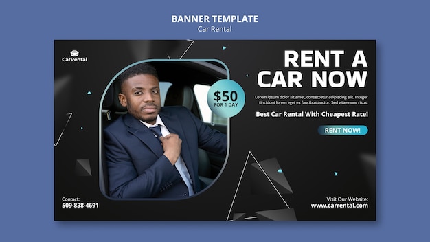 Flat design car rental banner template