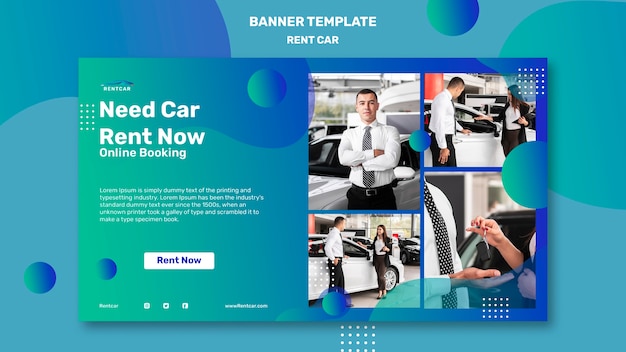 Free PSD flat design car rental banner template