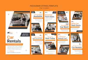 PSD gratuito modello di storie di instagram di noleggio auto dal design piatto