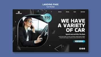 Free PSD flat design car rental landing page template