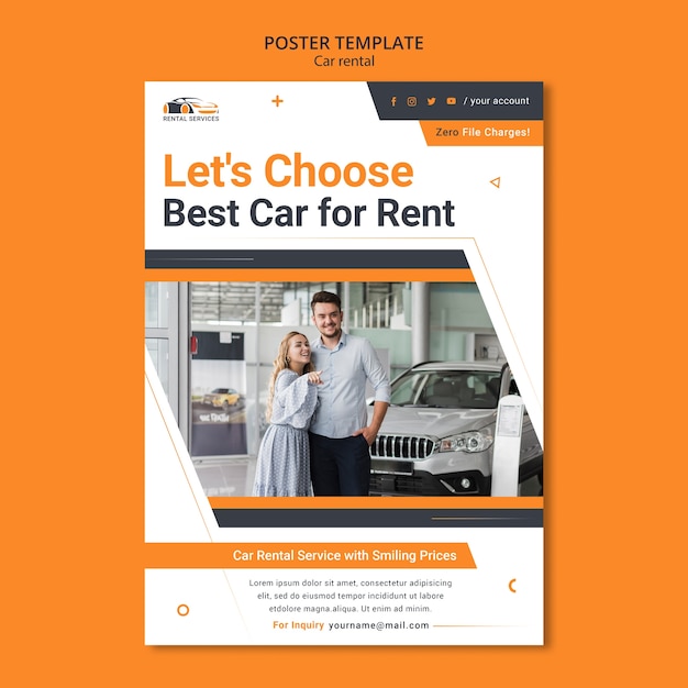 flat design car rental poster template