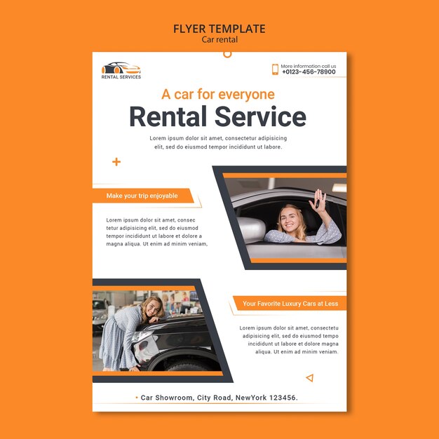 flat design car rental poster template