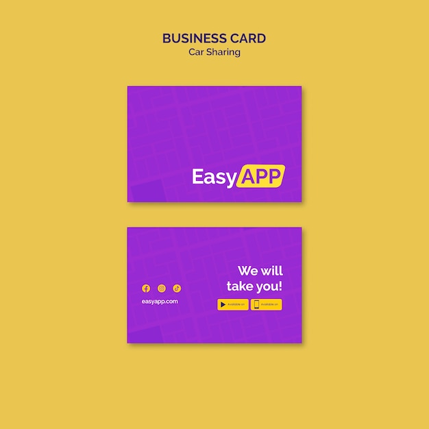 Free PSD flat design car sharing business card template