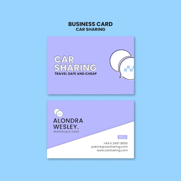 Flat design car sharing business card template