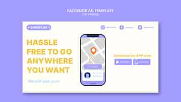 Free PSD flat design car sharing facebook template