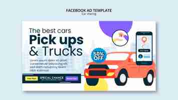 Free PSD flat design car sharing facebook template