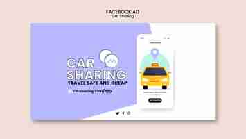 Free PSD flat design car sharing facebook template