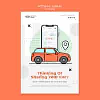 PSD gratuito modello di car sharing design piatto