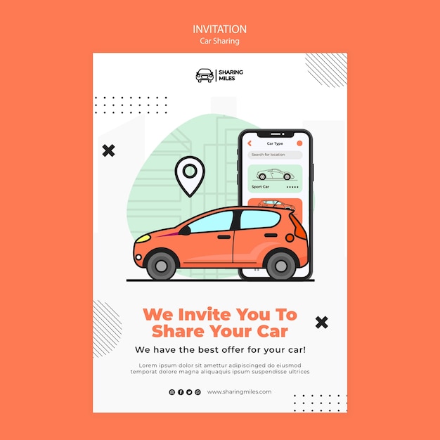 Flat design car sharing template